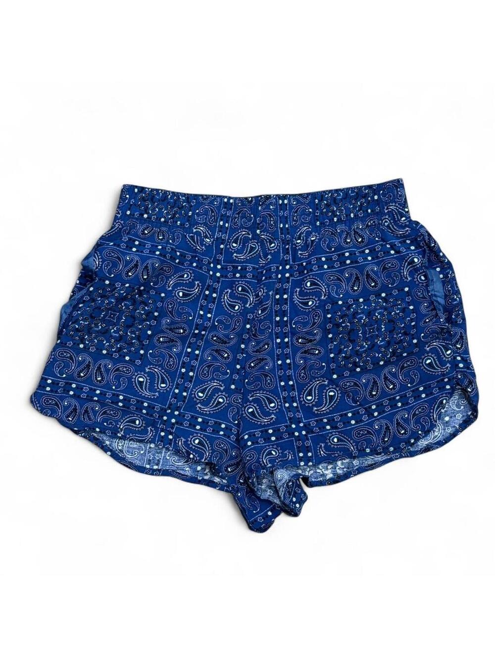 Blue Bandana Print High Waisted Flowy Shorts Size XS